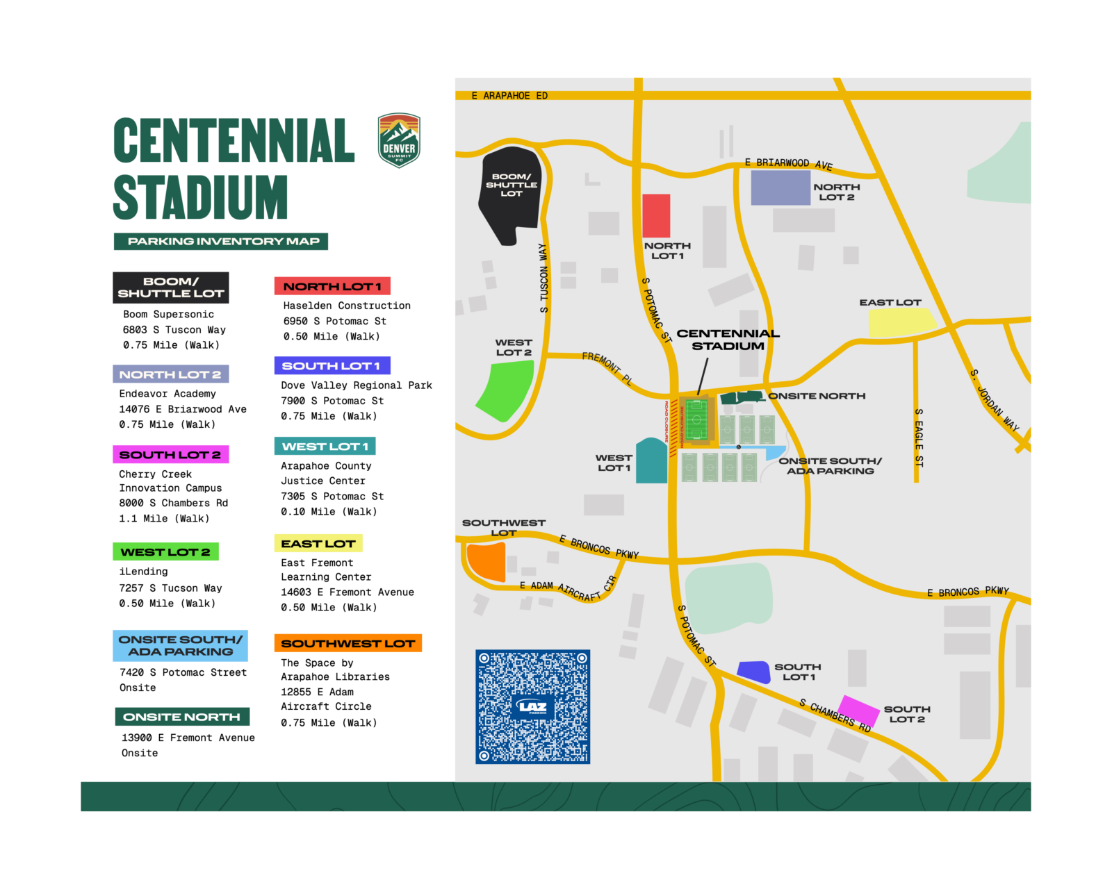 Denver Summit FC Centennial Stadium Parking