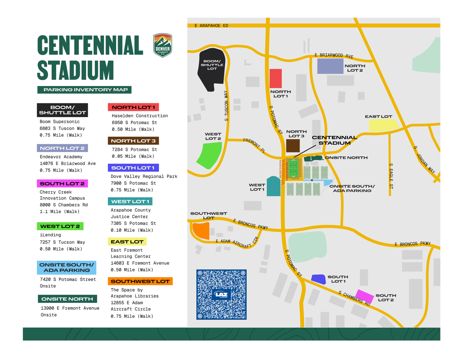 Denver Summit FC Centennial Stadium Parking